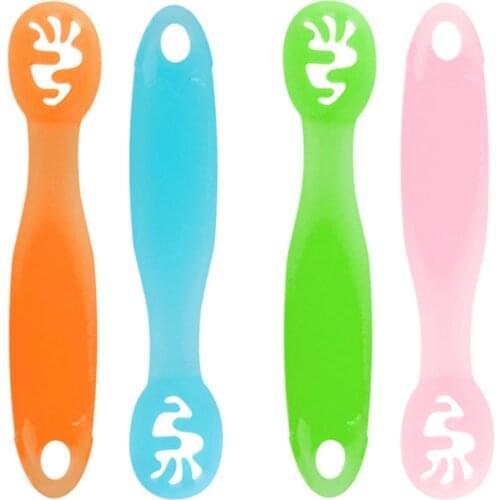 2PCS Lovely Baby Learning Spoons Utensils Set Adorable Toddler Tableware