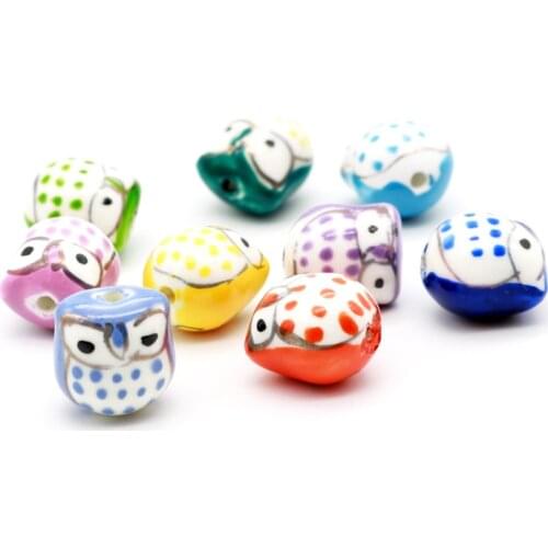 Hot Sale 5pcs/lot Animal Charms Ceramic Beads 16x14mm Owl Shape Porcelain Ceramic Bracelet Craft DIY Beads Jewelry Accessories