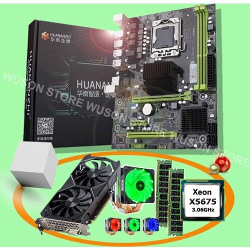 Discount computer DIY HUANANZHI X58 Pro LGA1366 motherboard with CPU Intel Xeon X5675 RAM 32G(2*16G) video card GTX1050Ti 4GD5
