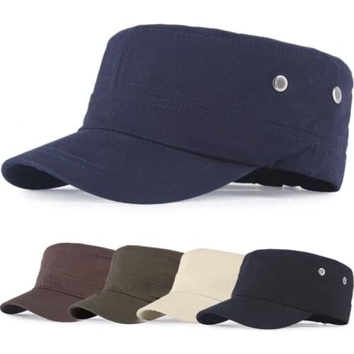 Fashion Men Solid Color Flat Peaked Cap Outdoor Sun Protection Baseball Hat
