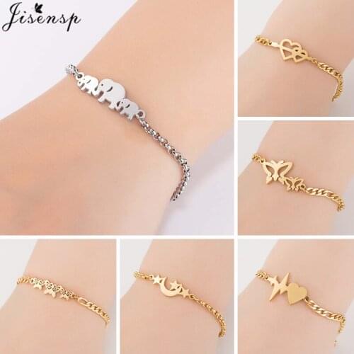 Fashion Elephant Charms Bracelet for Women Lovely Animal Butterfly Heartbeat Strar Moon Bracelets Bangles Jewelry Accessories