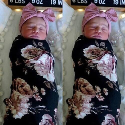 Soft Cotton Infant Swaddle Muslin Blanket Baby Floral Wrap Swaddling Blanket Baby Floral Receiving Blankets