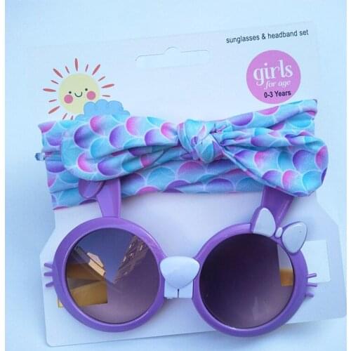 New 2pcs/lot Children Baby Girls Sunglasses Hair Band Set Anti-UV Cartoon Glasses Knot Bow Headband Photo Props Gifts