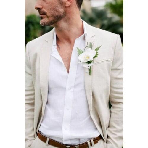 2017 Latest Coat Pant Designs Ivory White Linen Wedding Suits for Men Slim Fit Summer Style Men Suit Jacket Tuxedos Blazer Pants