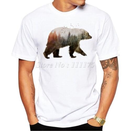 2019 New Arrivals Fashion Bear Design Mens T Shirt Boy Cool Style Tops Casual T-shirt