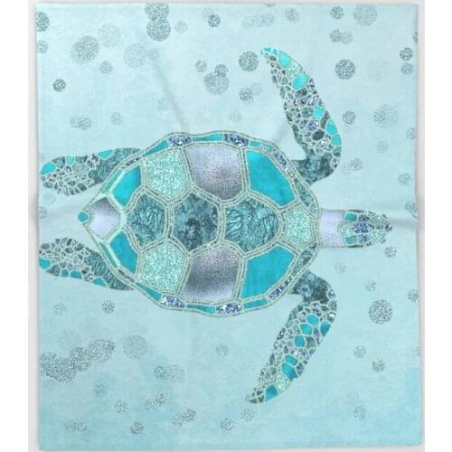 Mermaid Cartoon Throws for Sofa Cute Design Turquoise Turtle Scenery Blankets Christmas Decorations for Home Custom Blanket