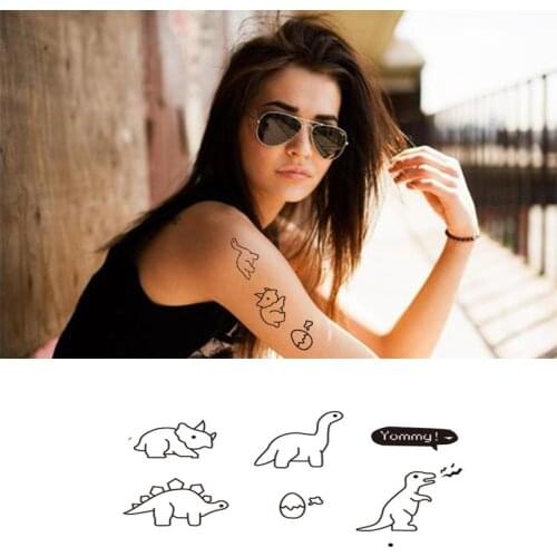 Water Transfer Tattoo Minimalist small Dinosaur tattoo Body Art Waterproof Temporary fake Tattoo for adults Couples kid 10.5*6cm