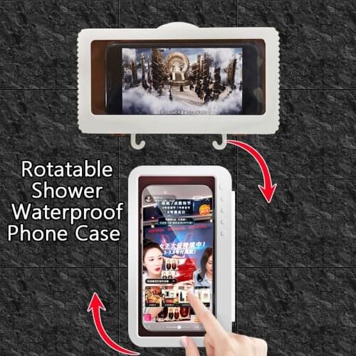 Rotatable Shower Phone Box Bathroom Waterproof Phone Case Seal Protection Touch Screen Mobile Phone Holder Kitchen Handsfree