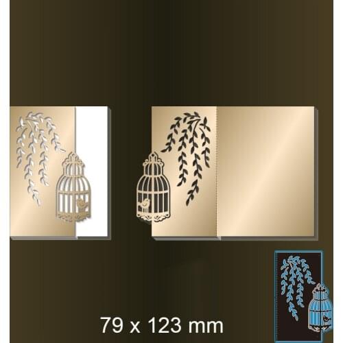 Cutting Dies Bird Cage Under The Willow Card New Metal DIY Album Paper Craft Embossing Stencil Greeting Card Decoration 79*123mm