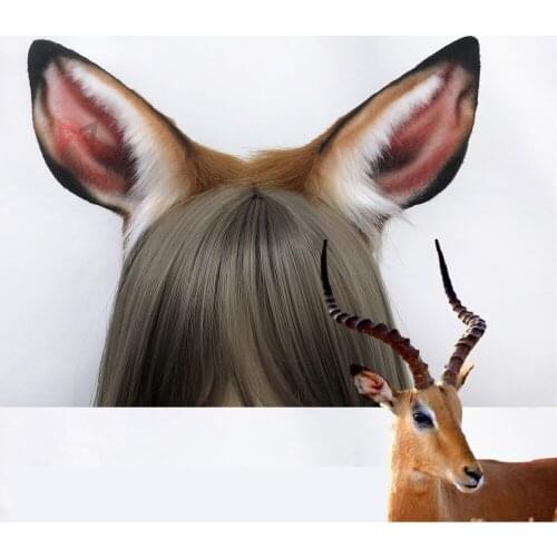 Hand Made Work Pantholops Hodgsoni Oryx Ears Hairhoop Animal Cosplay Prop Headwear For Cosplay Game Party Halloween
