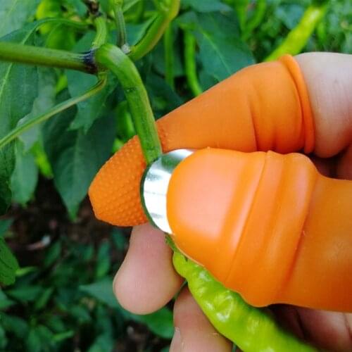 1 Piece Silicone Thumb Cutter Vegetables Tomato Fruit Picker Separator Finger Sharp Blade Hand Cutting Gardening Tools