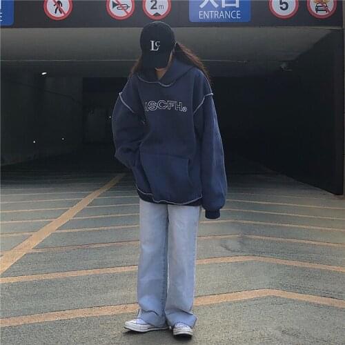 Hoodies Women Casual Loose Lazy Patchwork Sweatshirts Japanese Harajuku Vintage Letter Printing Streetwear Winter Clothes Women