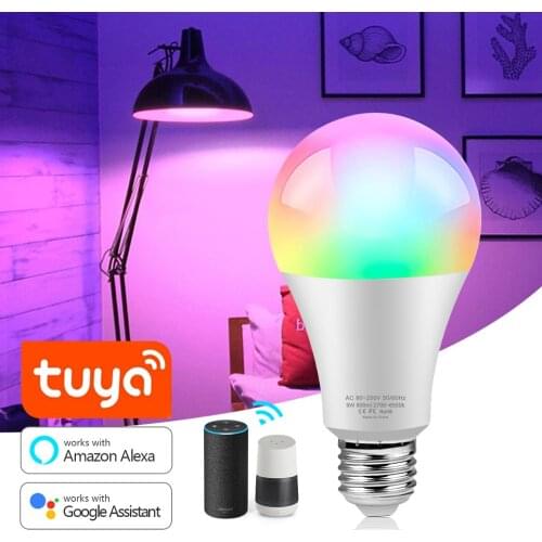 Tuya Wifi Smart LED Lamp Wireless Bluetooth Remote RGB Dimmable 110V 220V Home Holiday Table Desk Study Night Light E27 LED Bulb