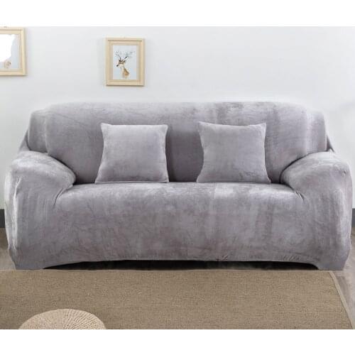 Thicken Plush Elastic Sofa Covers for Living Room Sectional Corner Furniture Slipcover Couch Cover 1/2/3/4 Seater Solid Color
