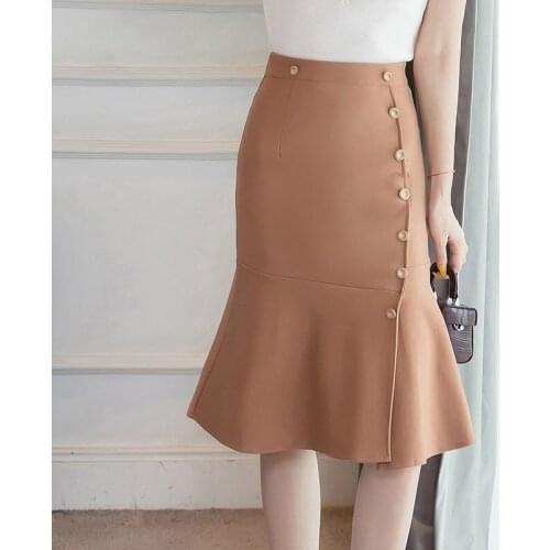 Stretch high waist bag hips skirt women mid-length slim split skirt wedding ceremony festive long skirts office lady clothes