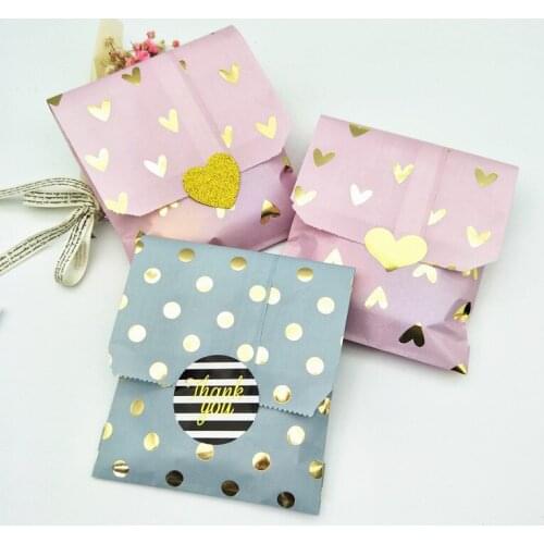 100pcs Foil Gold Heart Personalised Wedding Favor Bags Pink/Grey/Lilac Bridal Party Bag Birth Baptism Paper Bag and Stickers