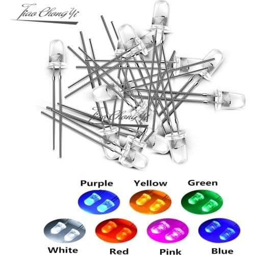 1000pcs 5mm led white/blue/red/yellow/green/pink light bulbs / 5MM White Colour LED emitting diode F5mm