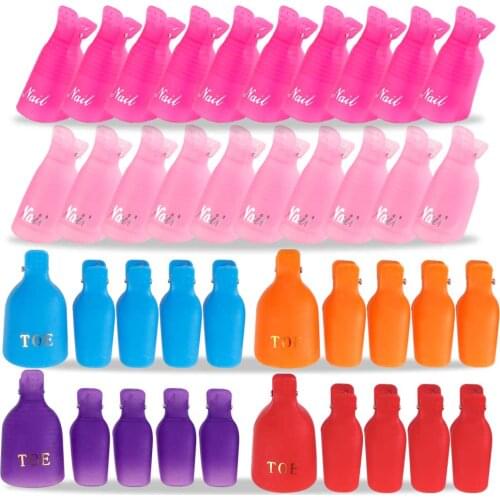 20pcs Plastic Soaker Off Caps Clips Nail Art UV Gel Nail Polish Remover Wraps Cleaner Manicure Effects For Nails Fingers And Toe