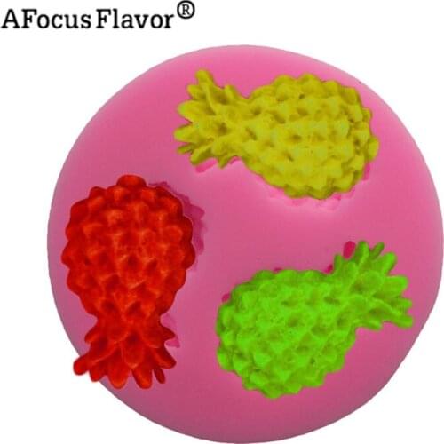 3 Hole Mini Pineapple shaped Silicone fruit Mould 3D fondant cake soap clay Mold Cook baking handmade DIY gift decoration tool