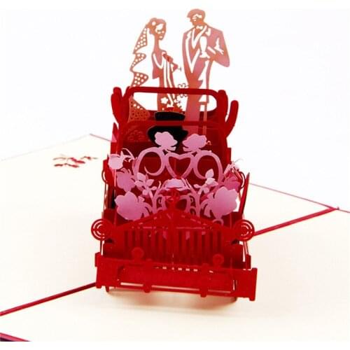 3D Laser Cut Handmade Carving Lover Wedding Car Paper Invitation Greeting Cards PostCard Wedding Anniversary Party Creative Gift