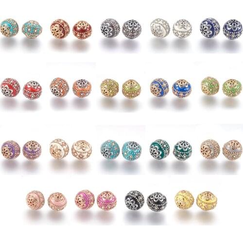 5pcs/lot Pandahall 19.5x19mm Round Handmade Indonesia Exquisite Spacer Bead with Metal Findings Jewelry Necklace Accessories