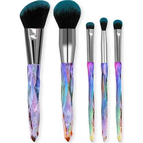 5pcs Portable Eye Shadow Makeup Brush Set Multifunctional Girl Cosmetic Synthetic Fiber Accessories Easy Clean Crystal Handle