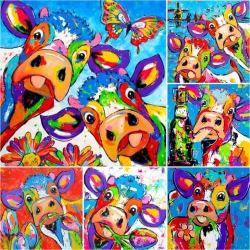 5D Diy Diamond Painting Cartoon Cow Cross Stitch Full Square Round Stone Bead Embroidery Diamond Mosaic Picture Rhinestones Gift