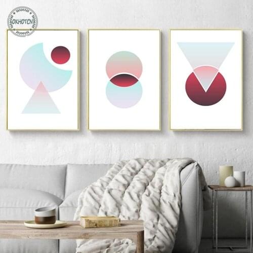 Abstract Geometric Round Triangle Pattern Color Overlay Poster Wall Art Print Canvas Paintings Modular Pictures for Living Room