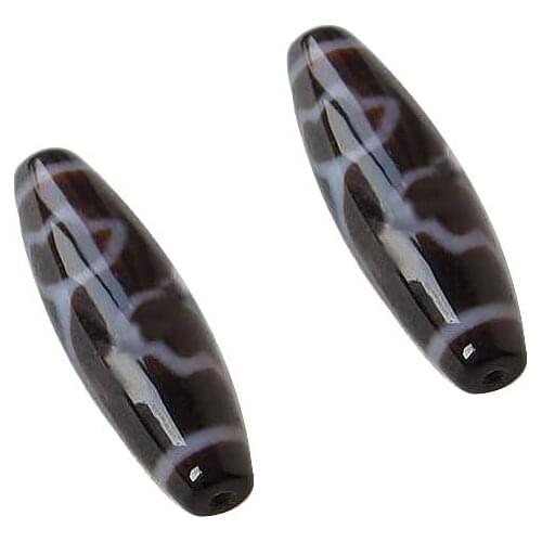 Amulet Lotus Grade AAA Agate Natural Tibetan Dzi Beads Oval 13x38mm Hole:Approx 2mm Free Shipping