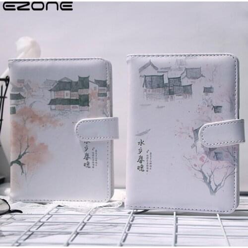 EZONE PU Leather A6 Hardcover Magnetic Buckle Notebook Color Page Thickened Notepad Student Diary School Office Stationery