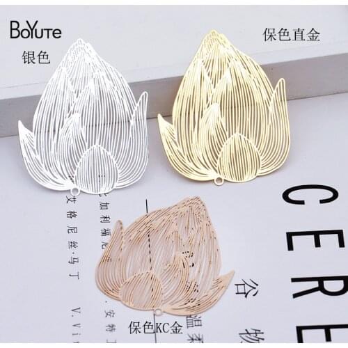 BoYuTe (10 Pieces/Lot) Metal Brass 41*50MM Filigree Lotus Bud Pendant Diy Hand Made Pendant Jewelry Accessories