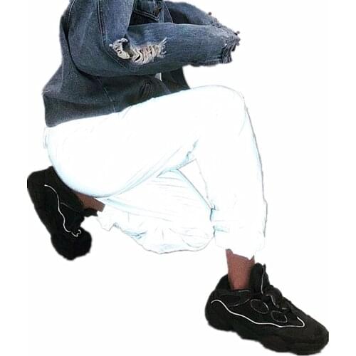 Autumn New Women Solid Color Casual Loose Pants Streetwear Joggers Hip Hop Pants for couples Night Reflective Cargo Pants