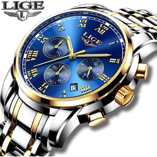 2021 New Watches Men Luxury Brand LIGE Chronograph Men Sports Watches Waterproof Full Steel Quartz Mens Watch Relogio Masculino