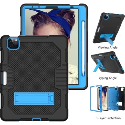 Kids Safe Silicone case for iPad Air4 10.9 Tablet Funda Capa Heavy Armor ShocKproof With Pen Slot Cover for iPad 11 ipad 12.9