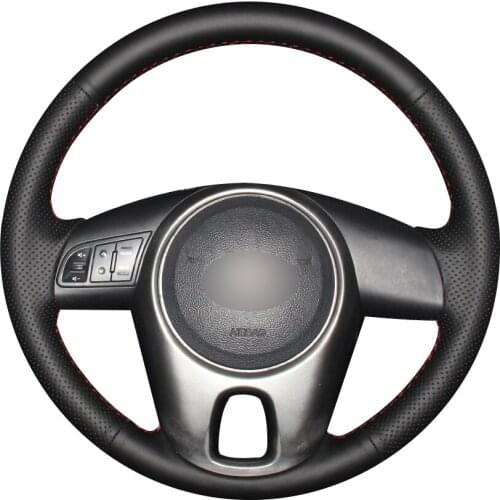 Black Synthetic Leather Car Steering Wheel Cover for Kia Forte 2009-2014 Soul 2010-2013 Rio 2009-2011