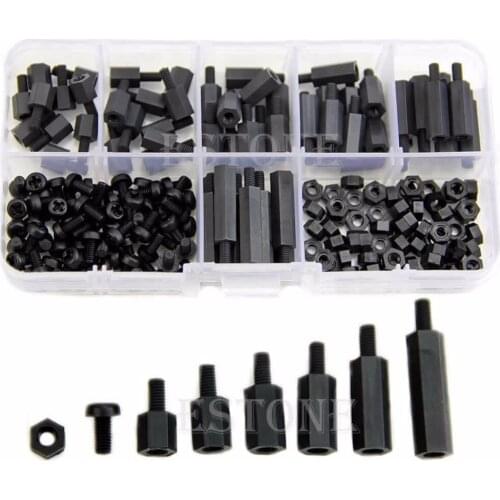 M3 Nylon Black Hex M-F Spacers/ Screws/ Nuts Assorted Kit, Standoff