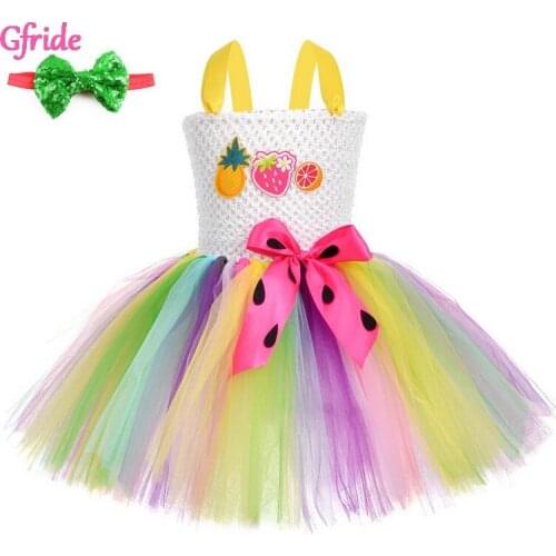 Cute Toddler Summer Tutu Dress for Kids Fruit Birthday Party Dresses Baby Girl Rainbow Clothes Girls Strawberry Costume 2-8T