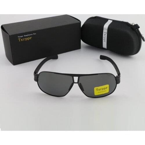 Txrppr Large Size Fashion Sunglasses Mens Womens Designer Brand Sun Glasses Black Metal Polarized lenses