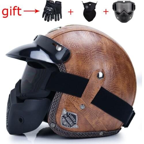 Motorcycle helmet casco moto PU open face 3/4 retro helmet predator helmet men and women capaceteDOT certified chopper helmet