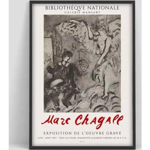 Wall Art Home Decor Marc Chagall Original Exhibition Print Modular Picture Posters Canvas Painting For Bedroom Artwork No Frame