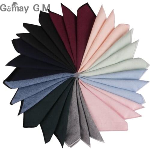 Solid Cotton Pocket Square For Men Suits Hanky Mens Handkerchiefs Casual Suit Square Handkerchief Towels For Party Scarves