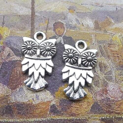 Newest 20Pieces 20*11mm Mixed Alloy Antique Silver Color Owl Charms Bracelet Necklace Pendant Accessory For DIY Jewelry Making