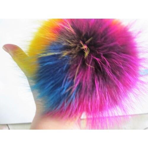 New arrival genuine raccoon fur pompom multi-color 18cm hat accessory mobile charm fox fur ball