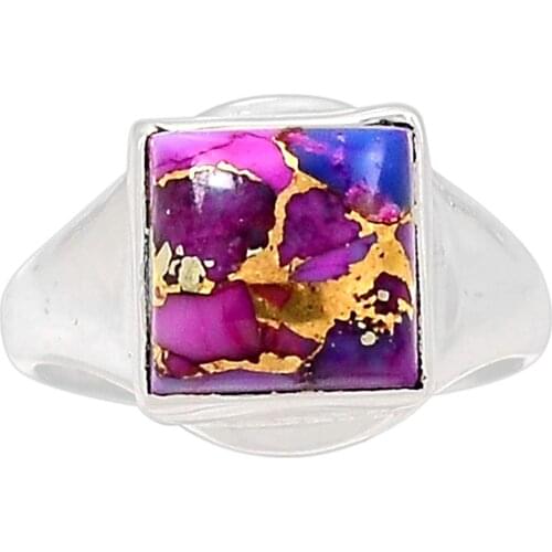 Genuine PURPLE TURQUOISE Ring 925 Sterling Silver Jewelry,USA Size :8.5, MHBAR3712