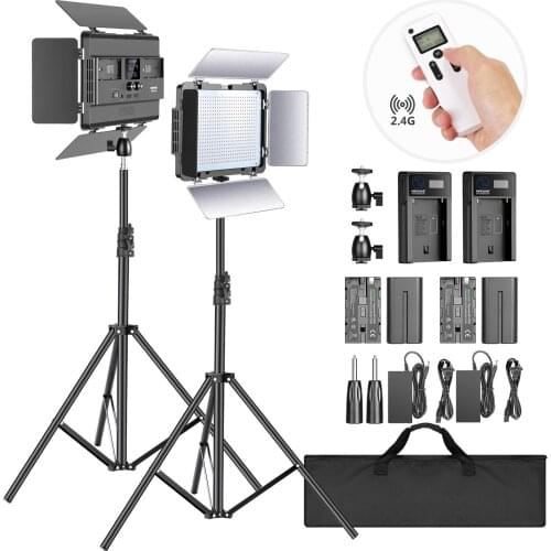 Neewer Studio Camera photo Light LED Video Light Panel Kit with Stand Bi-color 600 CRI 96+ LED Panel/LCD Display Video Lighting