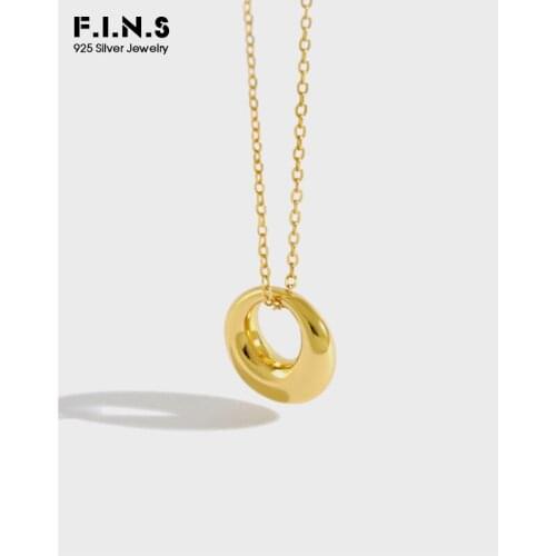 F.I.N.S S925 Sterling Silver Fashion Geometric Small Circle Round Clavicle Necklace Pendants for Women Minimalist Fine Jewelry