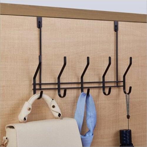 Door Hanging Hook Punch Free Door Hanger Hats Bags Holder Tie Scarf Key Hook Iron Wall Hanger Clothes Coats Rack Towel Shelf