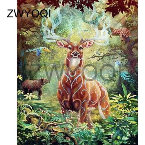 Full Round Diamond embroidery deer snake 5D DIY Diamond painting Cross stitch Full Square Diamond mosaic deer Bear snake tiger