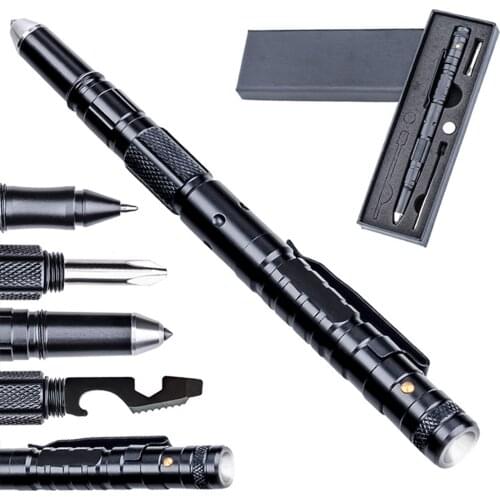 Aluminum Alloy Portable Tactical Pen Outdoor Camping Hiking Flashlight Torch Bottle Opener Penlight Safety & Survival 160x13mm