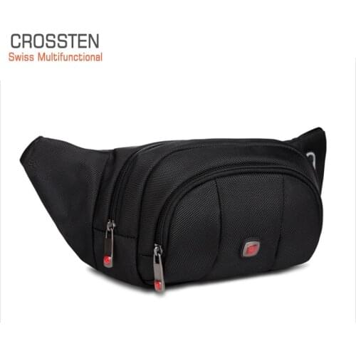 CROSSTEN SwissMultifunctional waist pack Men bag black Belt bag fanny pack bum bag waist pouch hip bag Waterproof Riding pouch